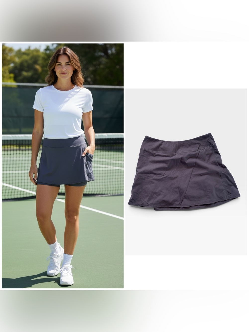Women's Athletic Skort in Charcoal - Tennis Shorts with Pleated Back, XL